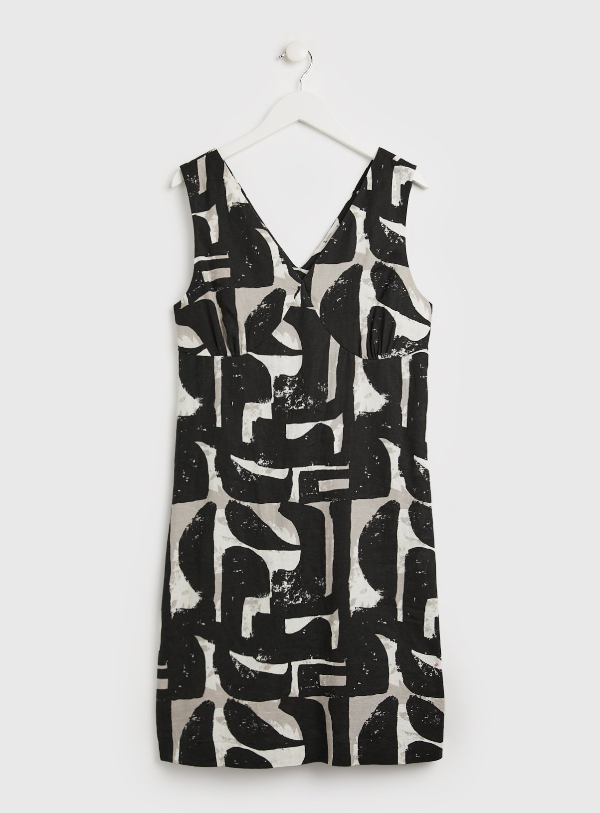 Mono Block Print Linen-Rich Shift Dress - 20 - Image 3 thumbnail